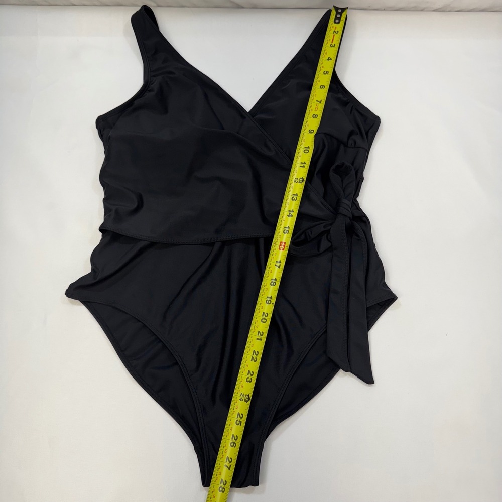 NWOT Summersalt The Perfect Wrap One-Piece Swimsuit US 16 Black V-Neck Tie Side - Picture 10 of 12
